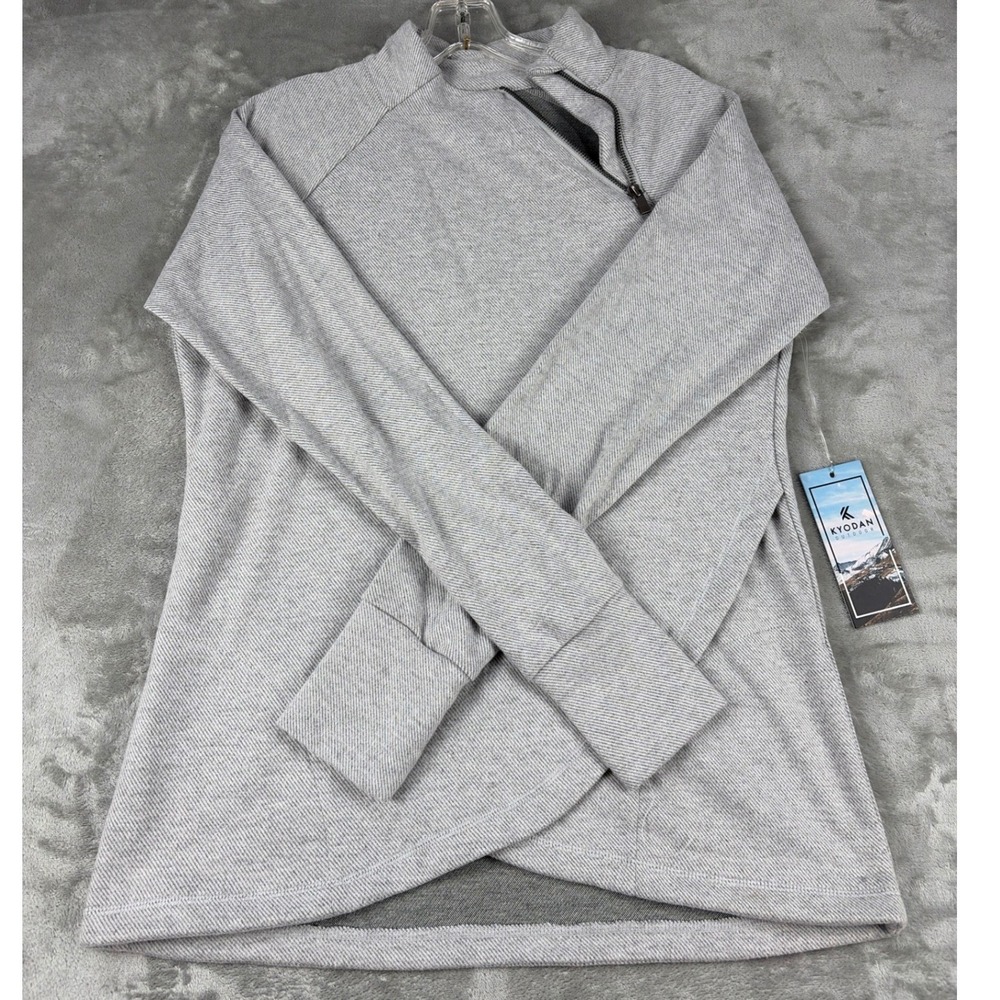 Kyodan Outdoor Gray Asymmetrical Zip Tulip Hem Pullover Thumbhole Large NEW